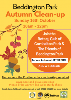 Beddington Park Autumn Clean up: Sunday 16 Oct 10 am -12 pm